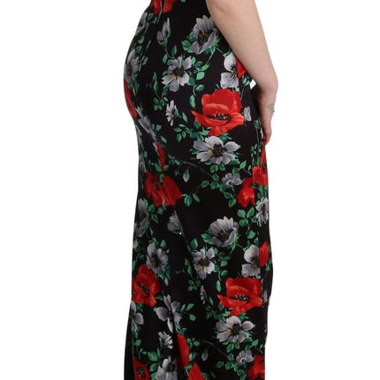 Dolce & Gabbana Multicolor Floral Print Stretch Sheath Long Dress