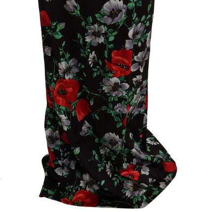 Dolce & Gabbana Multicolor Floral Print Stretch Sheath Long Dress