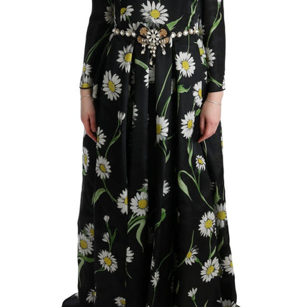 Dolce & Gabbana Multicolor Silk Sunflower Print Long Maxi Dress