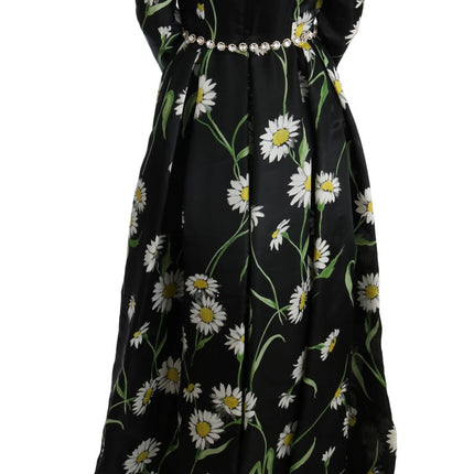 Dolce & Gabbana Multicolor Silk Sunflower Print Long Maxi Dress