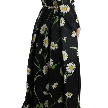 Dolce & Gabbana Multicolor Silk Sunflower Print Long Maxi Dress