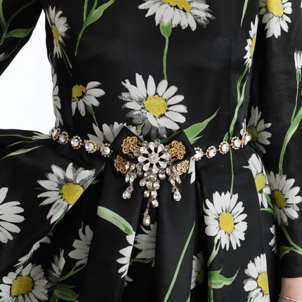 Dolce & Gabbana Multicolor Silk Sunflower Print Long Maxi Dress