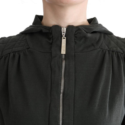 Exte Gray Top Hooded Cotton Zipper Sweater