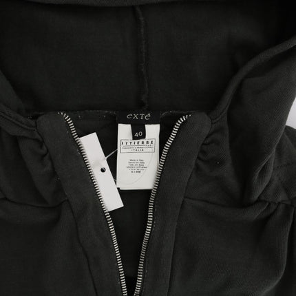 Exte Gray Top Hooded Cotton Zipper Sweater