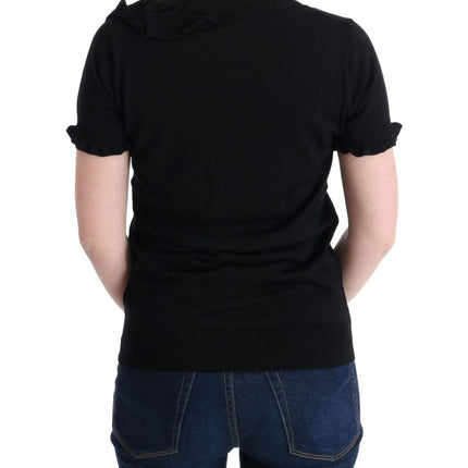 MARGHI LO' Black 100% Lana Wool Top Blouse T-shirt