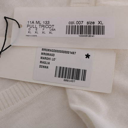 MARGHI LO' White 100% Lana Wool Top Blouse T-shirt