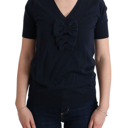 MARGHI LO' Blue 100% Lana Wool Blouse Top