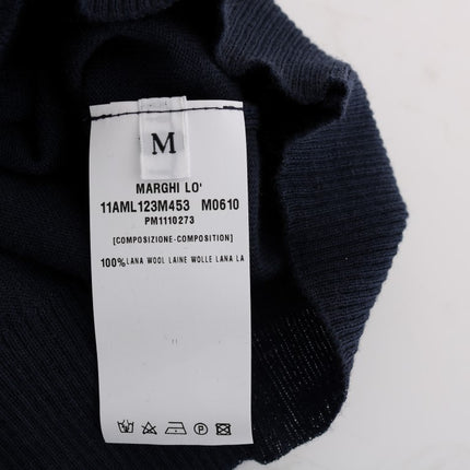 MARGHI LO' Blue 100% Lana Wool Blouse Top