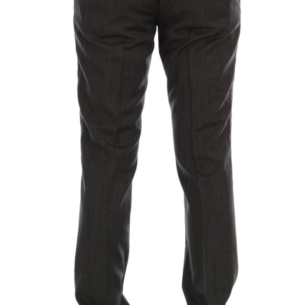 Dolce & Gabbana Gray Wool Striped Formal Pants