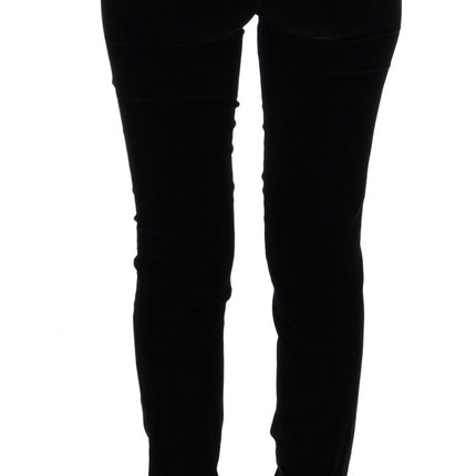 Ermanno Scervino Black Velvet Slim Fit Pants