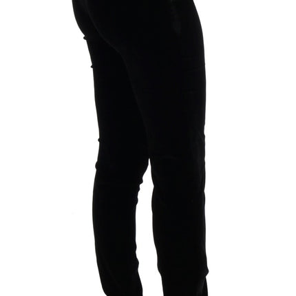 Ermanno Scervino Black Velvet Slim Fit Pants
