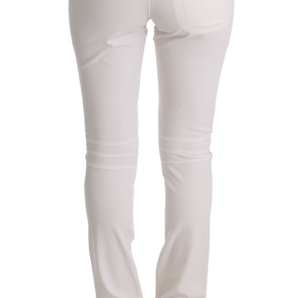 Ermanno Scervino White Cotton Slim Fit Casual Pants