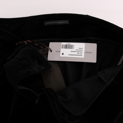 Ermanno Scervino Black Viscose Blend Velvet Cropped Pants
