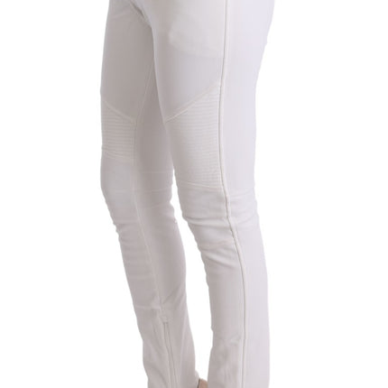 Ermanno Scervino White Cotton Slim Fit Casual Pants