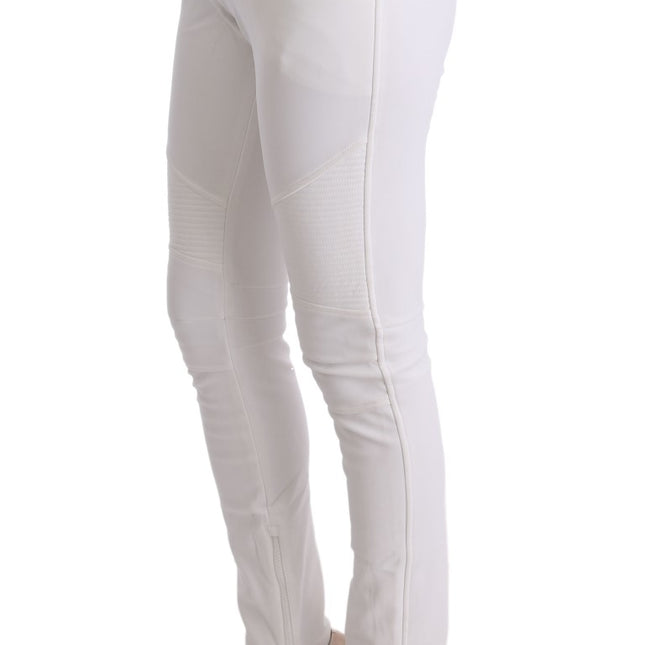 Ermanno Scervino White Cotton Slim Fit Casual Pants
