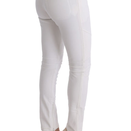Ermanno Scervino White Cotton Slim Fit Casual Pants