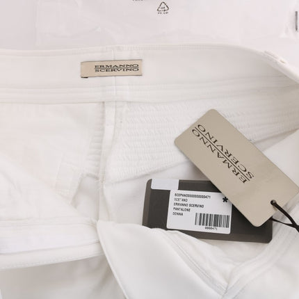 Ermanno Scervino White Cotton Slim Fit Casual Pants