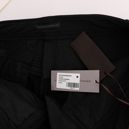 Ermanno Scervino Black Cotton Slim Fit Casual Pants