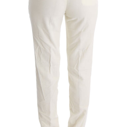 Ermanno Scervino White Cotton Regular Fit Casual Pants