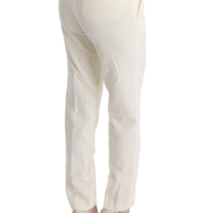 Ermanno Scervino White Cotton Regular Fit Casual Pants