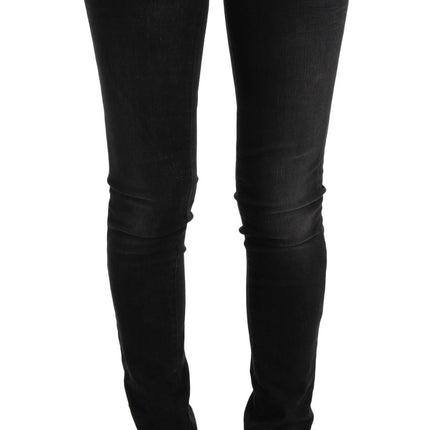 Acht Black Denim Cotton Bottoms Slim Fit Jeans