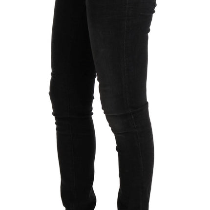 Acht Black Denim Cotton Bottoms Slim Fit Jeans