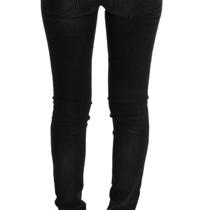 Acht Black Denim Cotton Bottoms Slim Fit Jeans