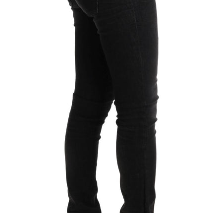 Acht Black Denim Cotton Bottoms Slim Fit Jeans