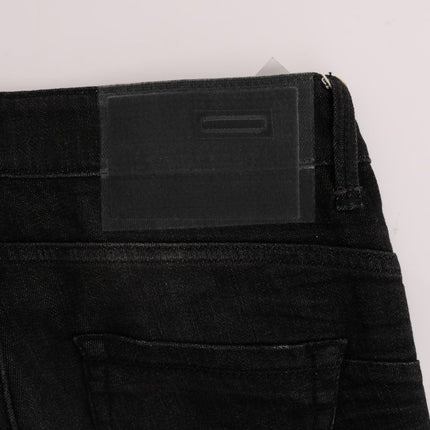 Acht Black Denim Cotton Bottoms Slim Fit Jeans