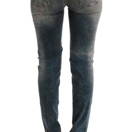 Cavalli Blue Wash Cotton Blend Slim Fit Jeans
