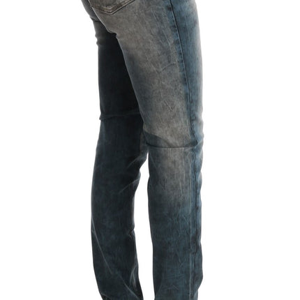 Cavalli Blue Wash Cotton Blend Slim Fit Jeans