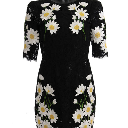 Dolce & Gabbana Black Floral Lace Chamomile Sicily Dress
