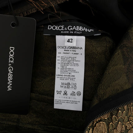 Dolce & Gabbana Black Silk Brown Fringes A-Line Dress