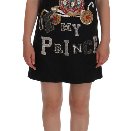 Dolce & Gabbana Gray Crystal "Dreaming of My Prince" Dress