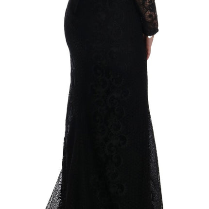 Dolce & Gabbana Black Floral Sheath Dress