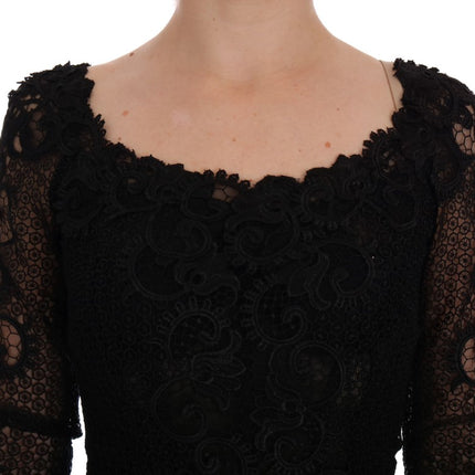 Dolce & Gabbana Black Floral Sheath Dress