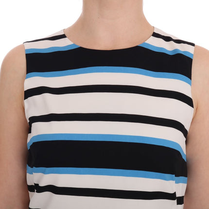 Dolce & Gabbana Blue White Striped Silk Stretch Shift Dress