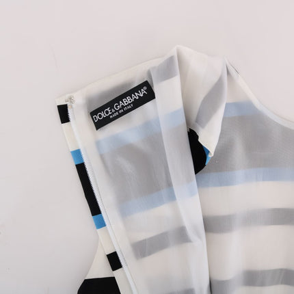 Dolce & Gabbana Blue White Striped Silk Stretch Shift Dress