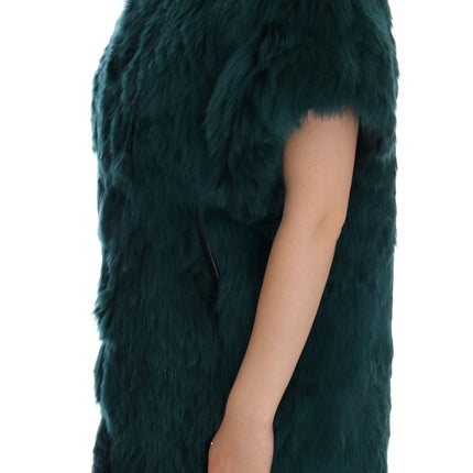 Dolce & Gabbana Green Alpaca Fur Vest Sleeveless Jacket