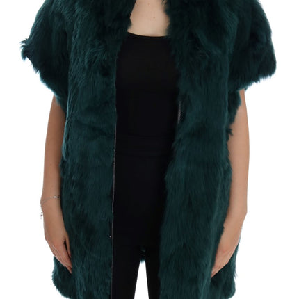 Dolce & Gabbana Green Alpaca Fur Vest Sleeveless Jacket