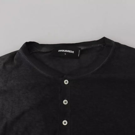 Dsquared² Black Cotton Linen Long Sleeves Pullover Sweater