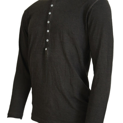 Dsquared² Gray Cotton Linen Long Sleeves Pullover Sweater