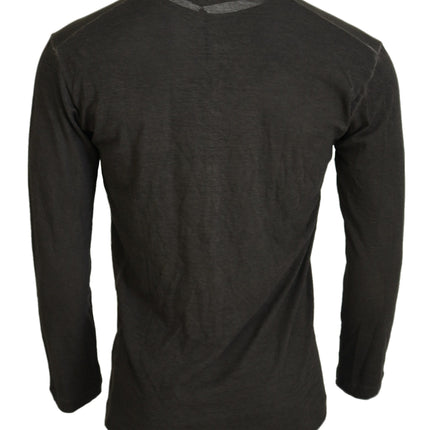 Dsquared² Gray Cotton Linen Long Sleeves Pullover Sweater