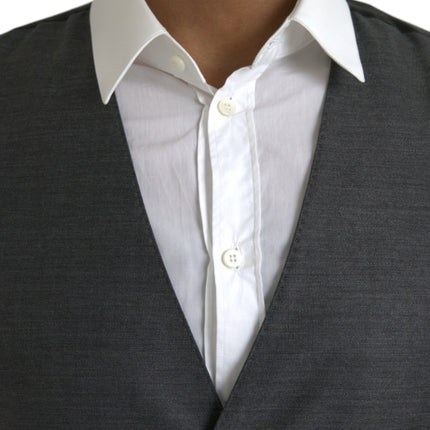 Dolce & Gabbana Gray Wool Formal Dress Waistcoat Vest