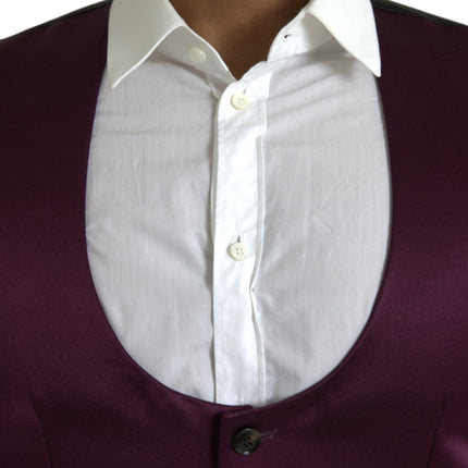 Dolce & Gabbana Maroon Satin Silk Waistcoat Dress Formal Vest
