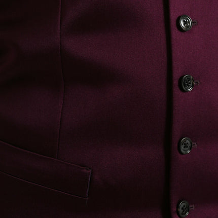 Dolce & Gabbana Maroon Satin Silk Waistcoat Dress Formal Vest
