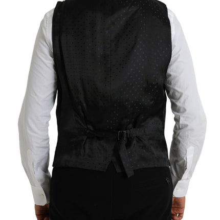 Dolce & Gabbana Black Silk Waistcoat Dress Formal Vest