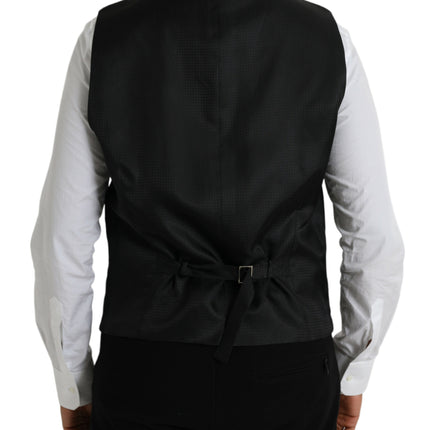 Dolce & Gabbana Black Wool Waistcoat Dress Formal Vest