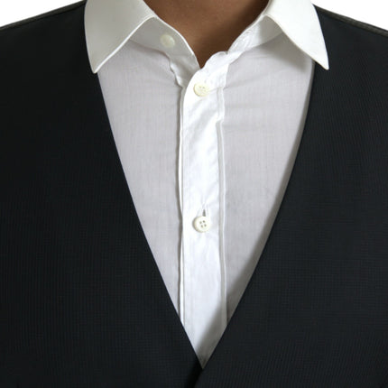 Dolce & Gabbana Black Wool Waistcoat Dress Formal Vest