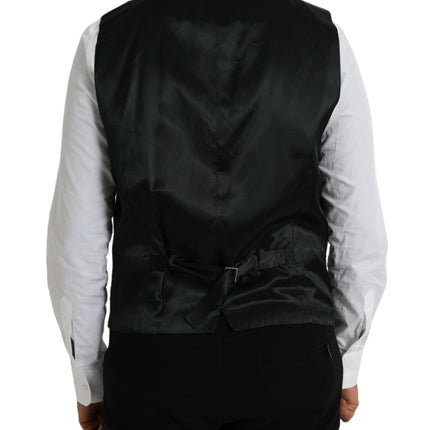 Dolce & Gabbana Black Wool Waistcoat Dress Formal Vest